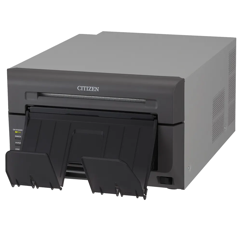 Citizen CX-02 Fotodrucker mit ausgeklappter Fotoablage